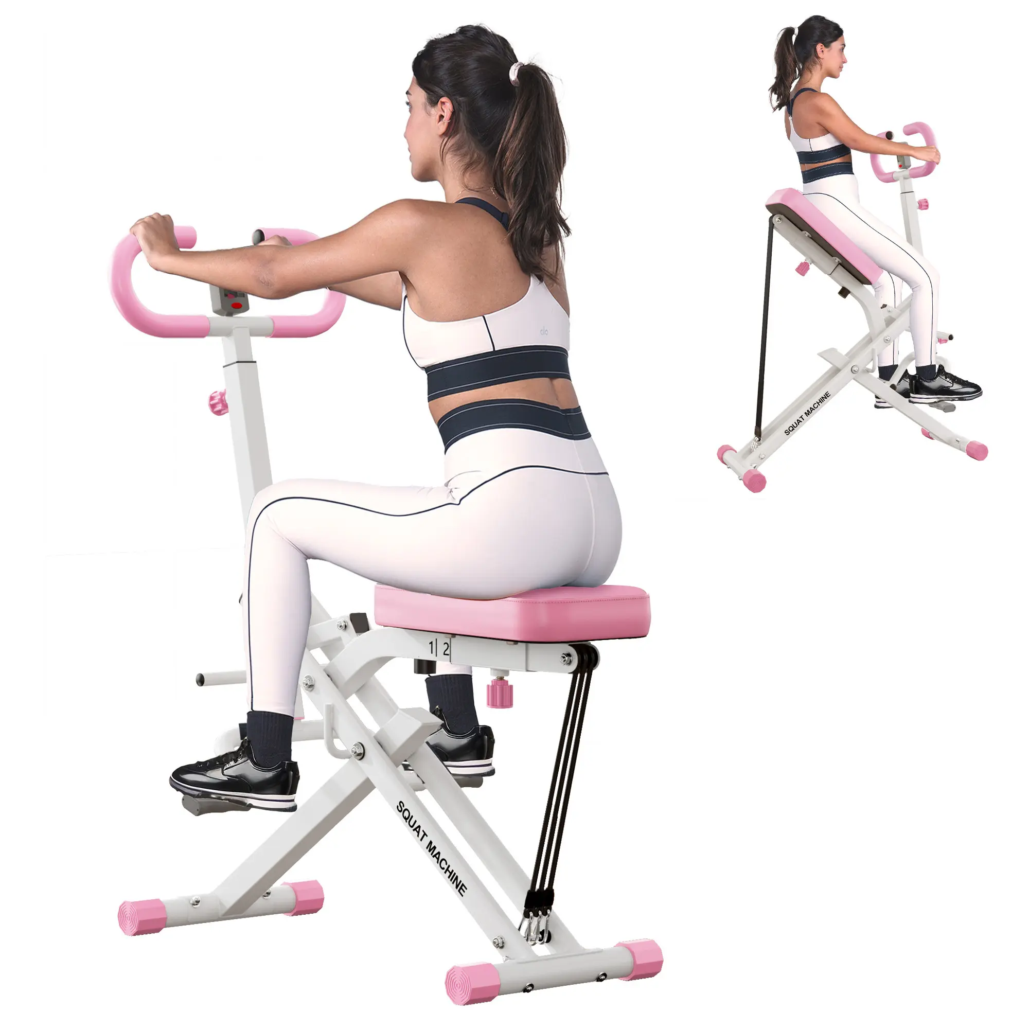 Squat Machine for Home with Adjustable Resistance Foldable Design for Glutes Legs Workout Exercise Assisted Trainer