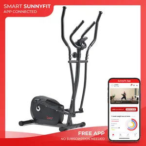 Sunny Health & Fitness Smart Upright Standing Elliptical, Home Gym Workout Fitness, Compact, Low-Impact Full-Body Cardio, 8-Level Magnetic Resistance, Built-In Pulse Sensors, Digital Monitor, 220 lbs Capacity