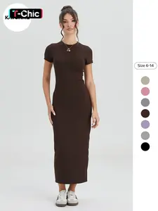 Women's Casual Slim-Fit Summer Dress, Kint Fabric Moderate Thickness, Perfect for Daily Wear & Outdoor Activities, Casual Dresses