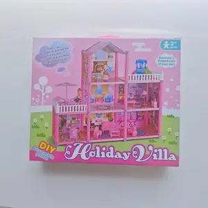 Girls' Princess Castle Doll House Playhouse Toy Set, Doll Playsets, DIY Assembly Model, Educational Gift for Kids Aged 3+, Birthday & Christmas Present