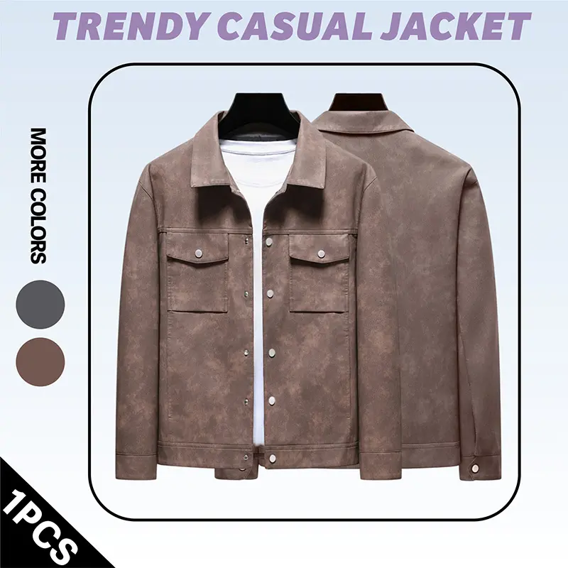 Classic Fashion Lapel Single Breasted Coat Men Trendy Street Thickened Jacket