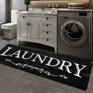 [Soft | Non-Slip] 1PC Soft Comfortable Non-Slip Black White Text Pattern Rugs, Mat, Throw Carpet | for Kitchen Living Room Bedroom, Absorbent Machine Washable Carpet for Kitchen Hallway Bathroom Laundry
