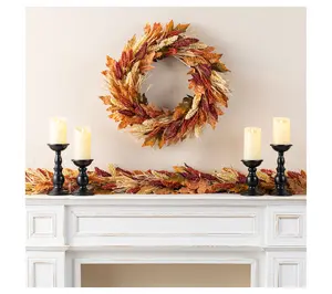 Glitzhome 24"D Fall Harvest Multi-Colored Sorghum Wreath