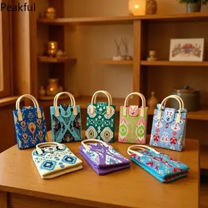 Multicolor Knitted Mini Crossbody Purse, Popular Ethnic Ikat Design Bag, Versatile Women’s Daily Shoulder Accessory, durable material & compact silhouette, portable to carry, great for city travel, casual outings and boho fashion looks