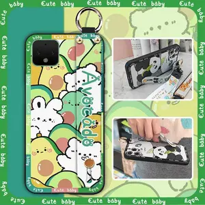 Back Cover Silicone Phone Case For Google Pixel 4XL Durable Anti-knock Fashion Design ring Anti-dust Cartoon Wrist Strap Shockproof Dirt-resistant Soft case protective Lanyard