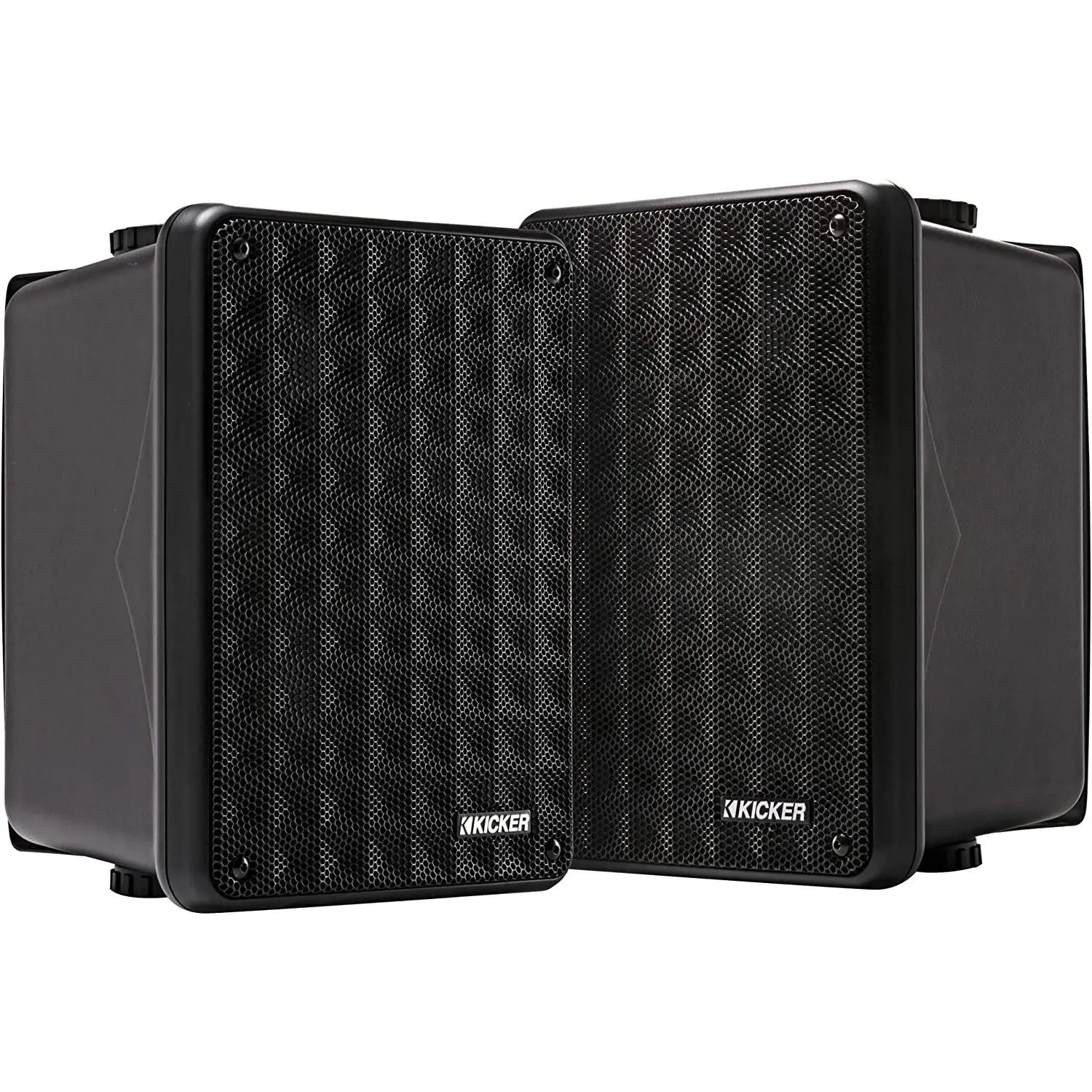 Kicker KB6B 2-Way Full Range Stereo Dual Speakers (Pair) - Indoor Outdoor Home Audio Sound System Speaker for Smartphone Connectivity, Den Use