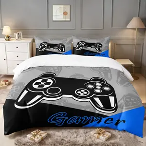 Esports-themed gaming controller print set, Bedroom Bedding Set, 2/3 Pcs,Includes 1 Count Duvet Cover & 1/2 Pillowcase without Filler,Passionate and stylish,Multiple styles available,Suitable for home bedrooms and hotels.