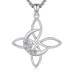 S925 Jasmine Witches Knot Necklace 925 Sterling Silver Jewelry Nudo de Bruja Plata 925 Original Witches Knot Pendant Witchy Jewelry Gifts for Women Men Him Her Anniversary Birthday Christmas Valentine's Day Mother's Day Graduation Daily Wedding Engagement