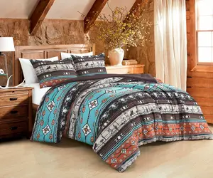 CHEZMOI COLLECTION Lodge Inspired Printed Microfiber Comforter Set Breathable Fade Resistant 100% Microfiber Polyester Fabric 2/3-Piece Bedding Set for Twin Full Queen King Sizes