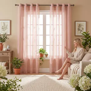 Summer Vibes, 52x95 Inch 2pcs Sheer Curtains for Living Room Bedroom Linen Sheer Curtains, Grommet Luxury Black Out Curtains for Windows Apartment L12