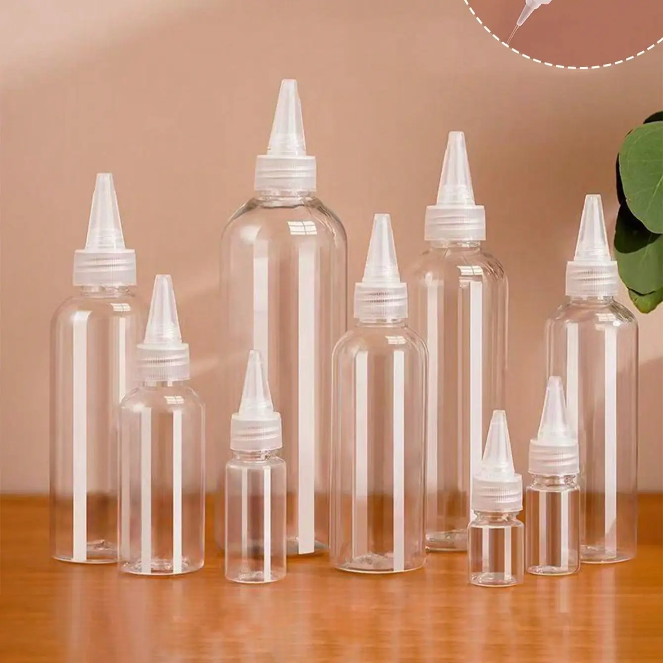 Portable Transparent Sharp Cap Plastic Bottle, Round Shoulder Pet Paint Bottle, Squeezable Filling, Visible, for Paints and Liquids