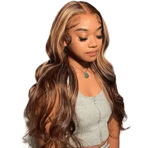 [30Inch Only $104] Cute Bein Highlight Ombre Body Wave Frontal Wigs 13x6 HD Transparent Lace Frontal Wigs Human Hair 180 Density Pre Plucked 99J Burgundy Body Wave Wig 613 Body Wave Lace Frontal Wigs