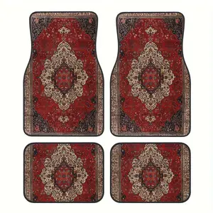 4Pcs Bohemian Pattern Style Car Floor Mats, Universal Non-Slip Floor Mats, Easy-Clean Interior Accessories, Suitable for Front and Rear Vehicles