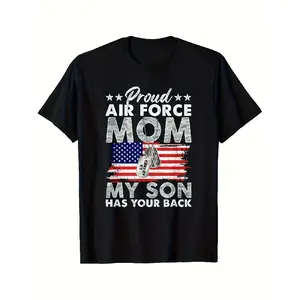 Unisex Air Force Mom USAF Round Neck T-Shirt - Men's Top, Streetwear, Parent Apparel, Son-Themed Gift, Comfortable Casual Wear