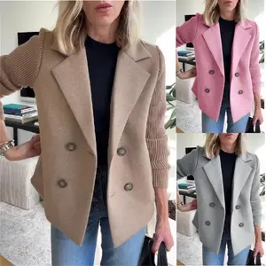 2025 Spring Women's Fashion Elegant Wool Blend Patchwork Coat