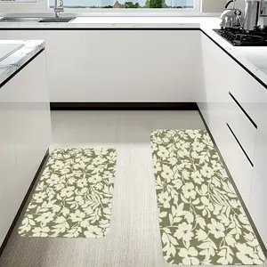 Vintage Floral 2-Piece Kitchen Mats, Non-Slip Stain Resistant Washable Kitchen Rugs, 16"x24"+18"x47" Anti-Fatigue Floor Mats for Kitchen, Entryway, Bedroom, Office