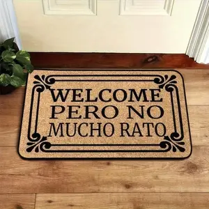 Minimalist Brown Floral Patterned Flannel Doormat Rug, Perfect for Home Entryways, Indoor Decoration, Easy Care