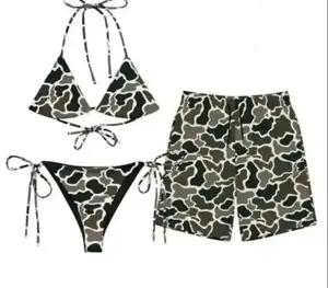 [HOT] Bundle Camouflage Matching Couple Swimsuit Set Women's Bikini Sets Two Piece Swimsuit Camo Hunting Camo Matching Bikini Sets Summer Beach Vacation Outfit for Him and Her Gift for Him and Her