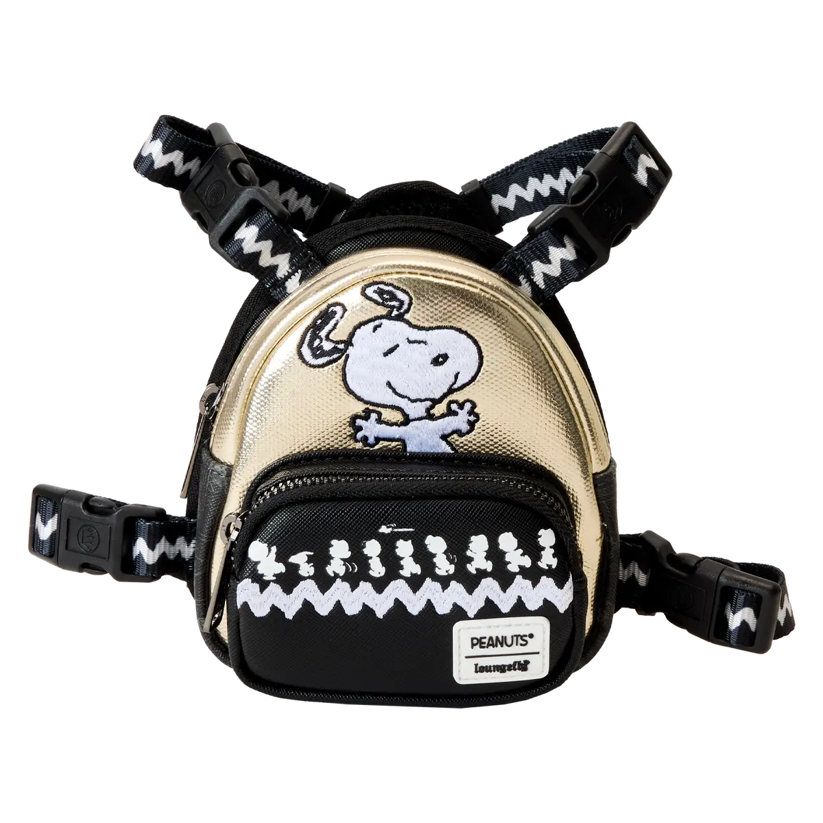 Loungefly Peanuts 75th Anniversary Theme Dog Harness, Celebration Look, Polyurethane Vegan PU Material, Treat-Carrying Pet Accessory