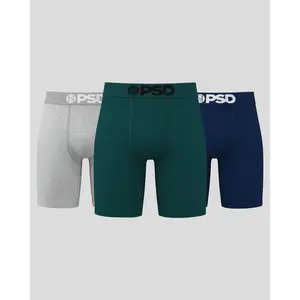 PSD Mens Solids - Faded Boxer Brief 3 Pack - Standard Length 7 Inch Inseam, Soft and Breathable Cotton Fabric