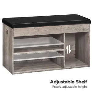 HOOBRO Entryway Bench with Flip-Open Storage Box and Adjustable Shelf,  Shoe Storage Bench with Padded Cushion, Shoe Rack with Hidden Compartment, for Entryway, Living Room, Greige #SummerVibes