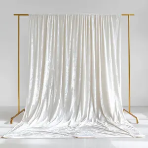 White Crushed Velvet Backdrop Curtain – 5ft x 14ft Event Drape with Rod Pocket, Privacy Panel for Photo Booths & Events