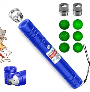 Green Light with Blue Shell, Rechargeable Green Light for TV Screen Presentations, Long Range Green Beams Light for Camping Hiking High Lumen Flashlight Portable Led Flashlight