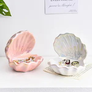 Ceramic Shell Decorative Tray, Textured Shell Decor, Jewelry & Key Storage Holder, Artistic Design Ornament, Perfect Gift for Women, Home Decoration, Indoor Home Decoration, Homedecor