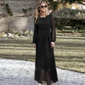 Ladies' Black Dress Casual Long Sleeved Cocktail Party Dress for Formal Wedding Guests Elegant and Stylish LE-LQ242