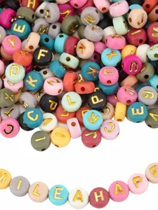 About 1000pcs Acrylic Black/Silvery/Colorful Acrylic Alphabet Beads Letter Charms, DIY Friendship Bracelet Accessories