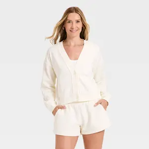 Women's Fleece Cardigan - Universal Thread Cream XS