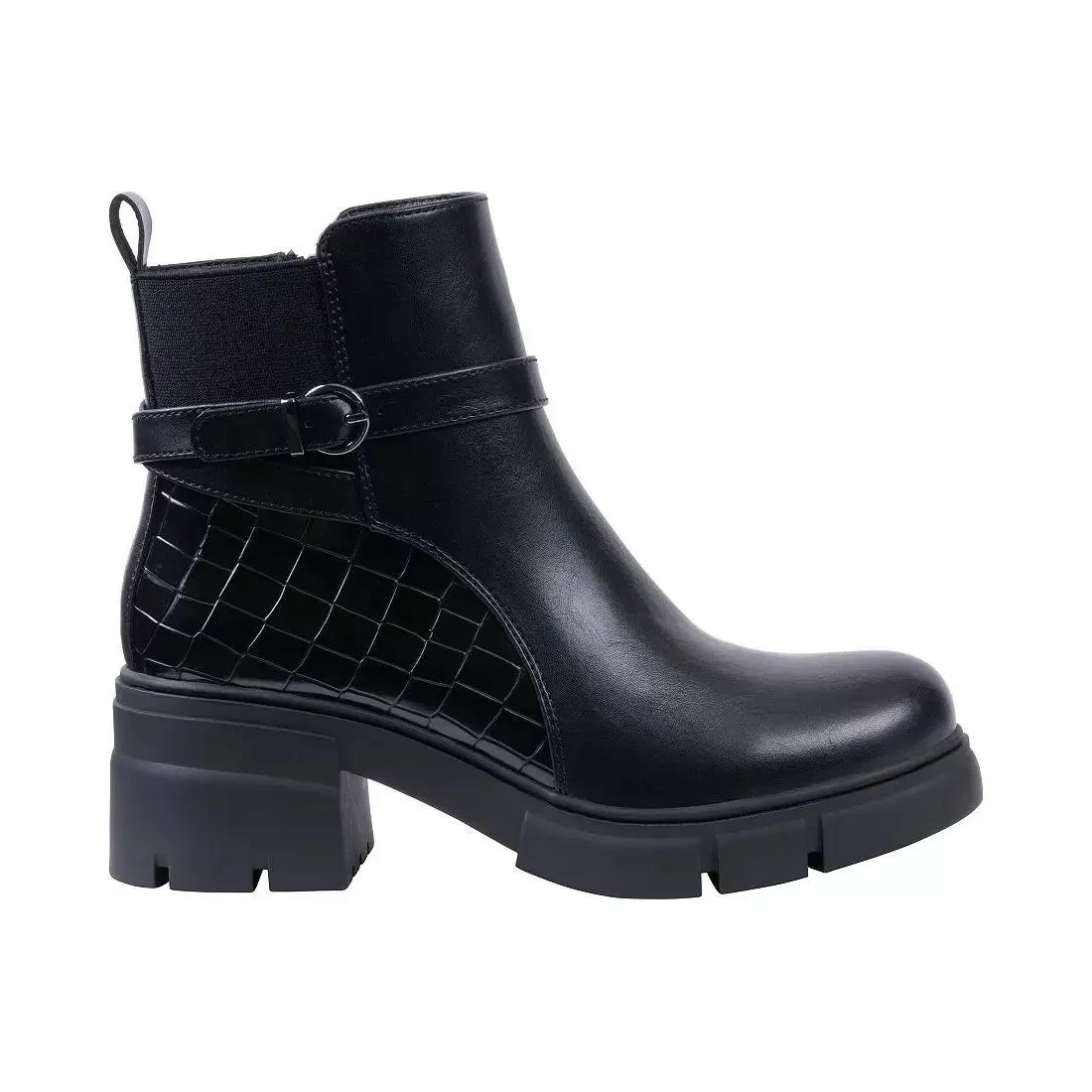 GC Dawn Women's Ankle Boots - Black Casual Studded Footwear with 2.25" Block Heel & Lug Sole, Stud, 2.25 In