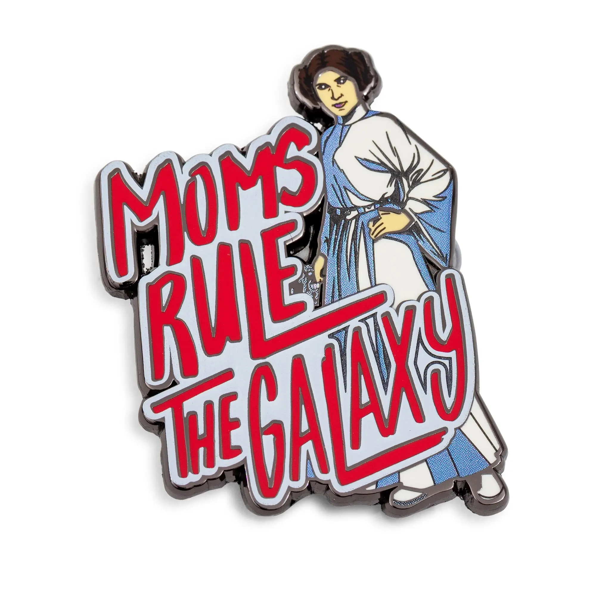 Star Wars Collector's Enamel Pin with Princess Leia Graphic, "Moms Rule The Galaxy" Slogan for Moms, Officially Licensed Rebellion Accessory, Rubber Backing
