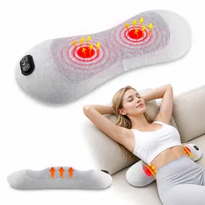 3-in-1 Rechargeable Lumbar Support Pillow with Heat, Massage & Traction – Ergonomic Lower Back Massager for Pain Relief, Deep Tissue Support for Car, Bed, Office Chair & Travel