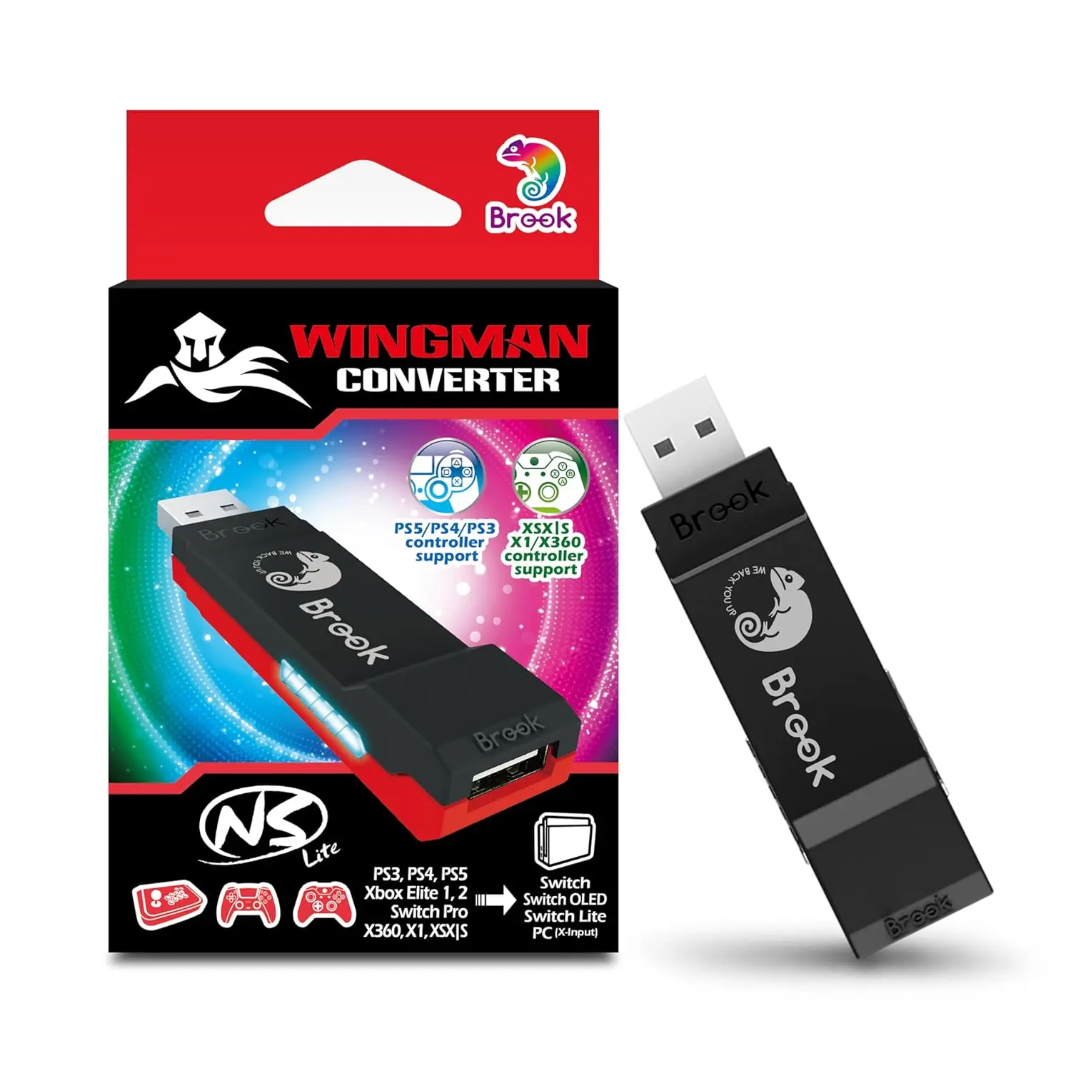 Brook Wingman NS Lite Wireless Controller Adapter for Nintendo Switch, Nintendo Switch 2 and PC
