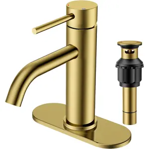 Bathroom Faucets 1 Hole, Stainless Steel Bathroom Sink Faucet with Metal Pop up Drain and  Hose, Suitable for Vanity Lavatory Restroom Remodel