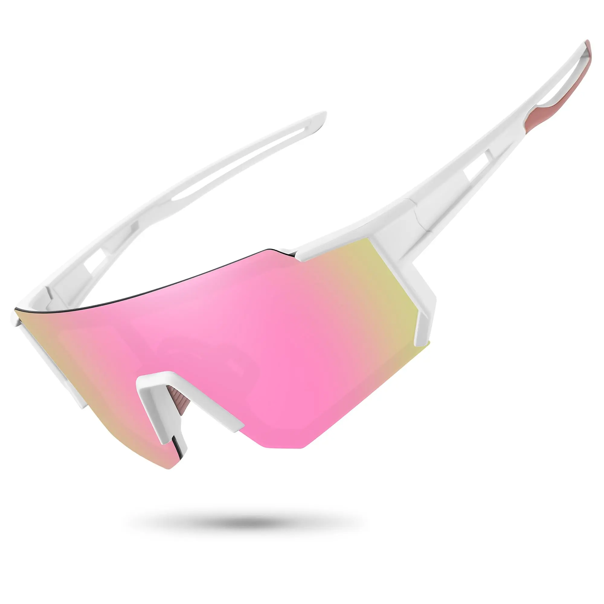 Polarized Square Sports Sunglasses for Men - Mirror Lens, Polycarbonate Frame, TAC Polarizer, Optical Grade UV400 Protection for Driving, Cycling, Outdoor