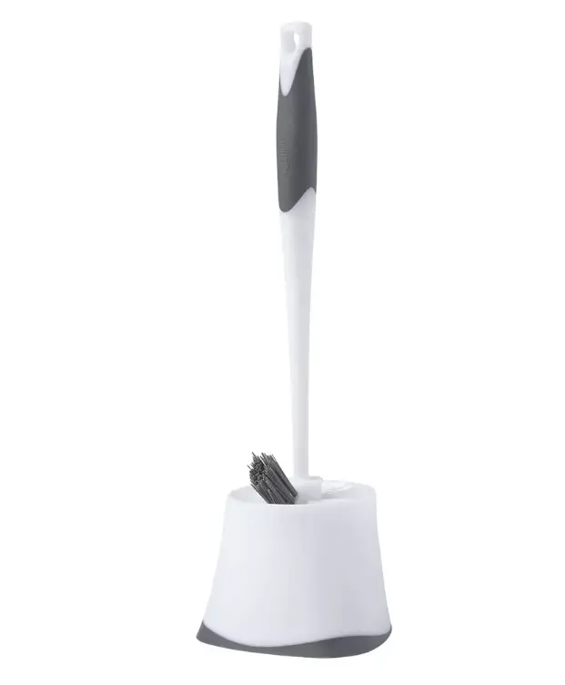 Corner Toilet Brush & Holder Set, Compact Toilet Bowl Cleaning Brush with Space Saving Holder, Deep Cleaning Bathroom Toilet Brush for Home, Apartment & RV