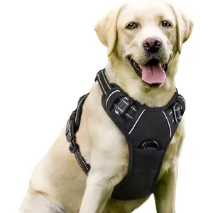 Adjustable Reflective Dog Harness with Anti-Pull Leash Eco-Friendly Breathable Mesh & Premium Electroplated Rings Suitable for Small Medium Large Dogs