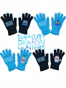 2025 new K-pop "Demon Hunters" girl group print gloves for teenagers, warm touch screen gloves for boys, of the same style as the "K-pop Demon Hunters" gloves.