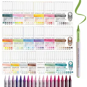Acrylic Paint Markers Pens, Acrylic Drawing Markers, Soft Brush Tip Markers with Fast Drying & No-Bleed Ink, Acrylic Paint Pens for Rock, Wood, Egg, Ceramic, Fabric Painting, Art Supplies, Artistic Tools and DIY Crafts