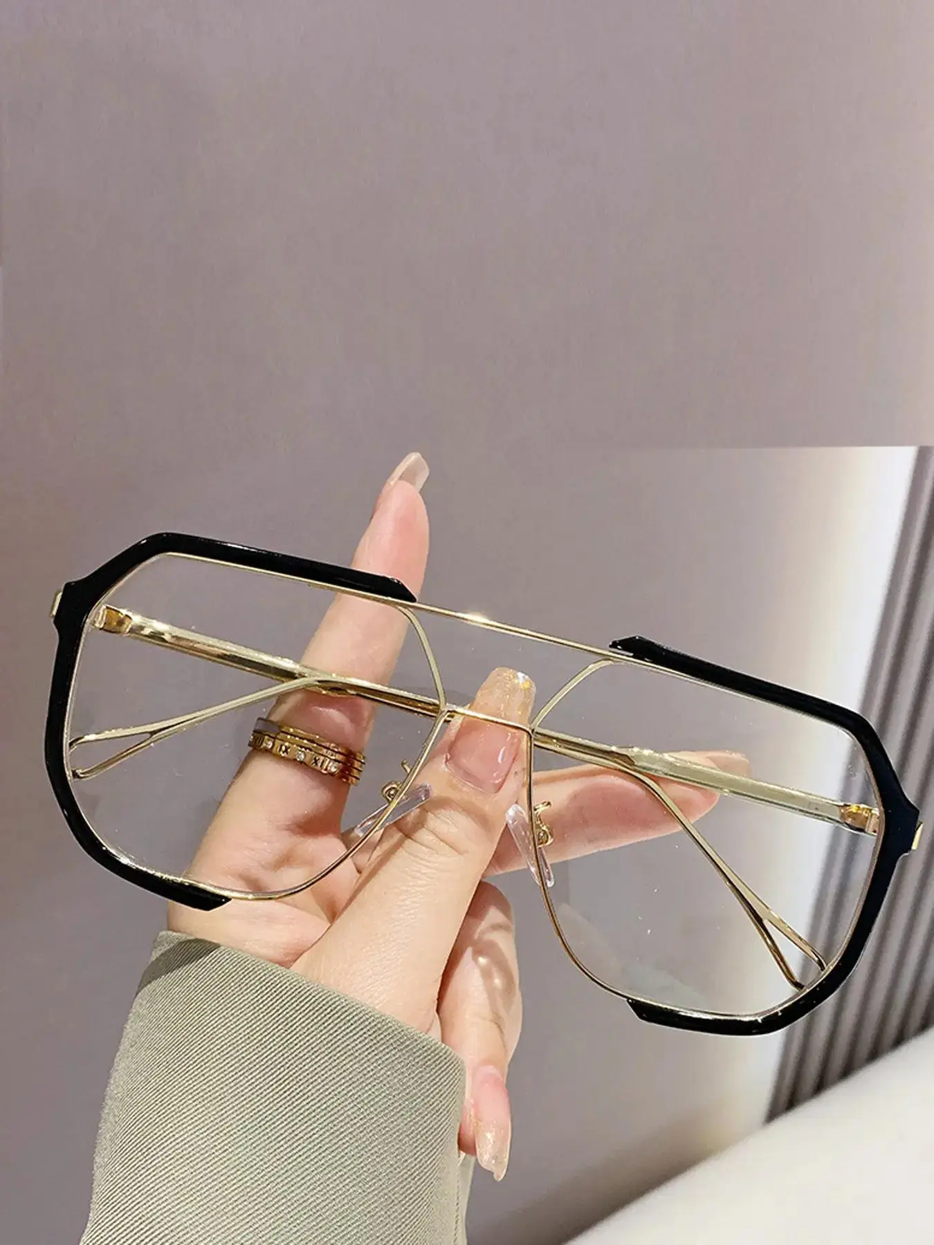 (1 Pair) Basic Flat Top Fashion Eyeglasses for Women & Men, Square Eyeglass Frame, Stylish Square Frames, Fashion Eyeglasses for Party, Daily Clothing Decor, Perfect for Student Daily Use, Fashion Eyewear, Trendy Square Frames
