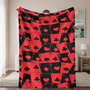 Playing Cards Flannel Blanket，Ace of Spades Poker Print， UltraSoft Plush Warm Cozy Lightweight， Perfect for Bed Sofa Couch Travel Gaming Room， Gift for Poker Lovers Home Decoration.