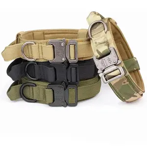 Tactical Dog Collar Adjustable Military Training Nylon Collar with Control Handle and Buckle Suitable for Medium Large Dogs