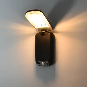 Solar Wall Lamps Outdoor Lights IP65 Waterproof Warm Light Human Sensor Dusk to Dawn Remote Control Wall Mounted