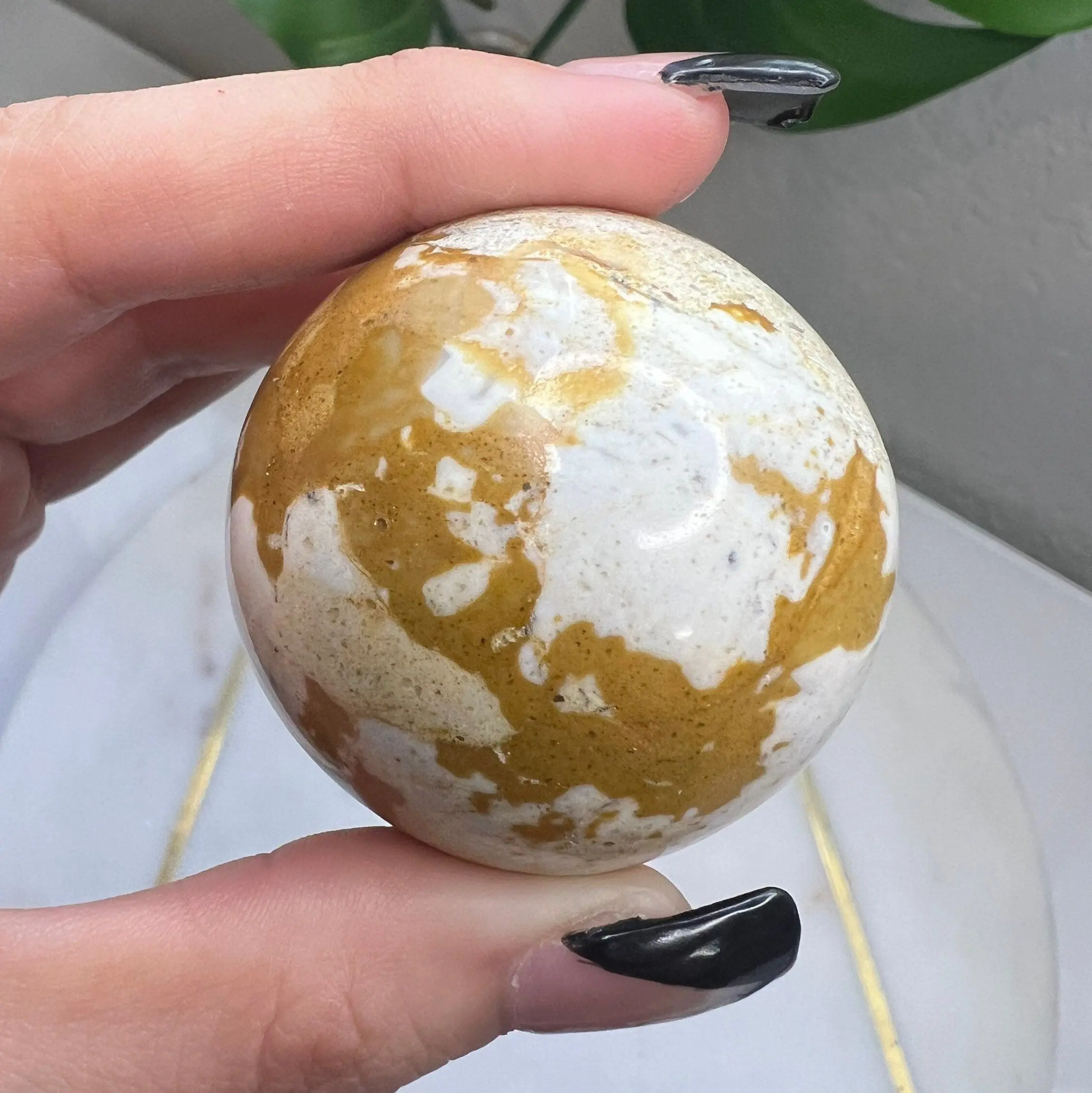 Yellow and White Jasper Crystal Sphere | Cobra | Stone | Ball | Orb | Healing | Altar Decor | Gift