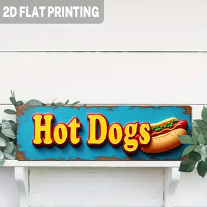 1PC 2D Flat, Vintage Hot Dog Mustard Wall Decor, Decorative Plaque - Country Style Kitchen Decoration with Hot Dog Stand, 10.7x 40.64cm Vintage Restaurant Hanging Decor, Suitable for Home, Restaurant, Christmas, Easter, Thanksgiving
