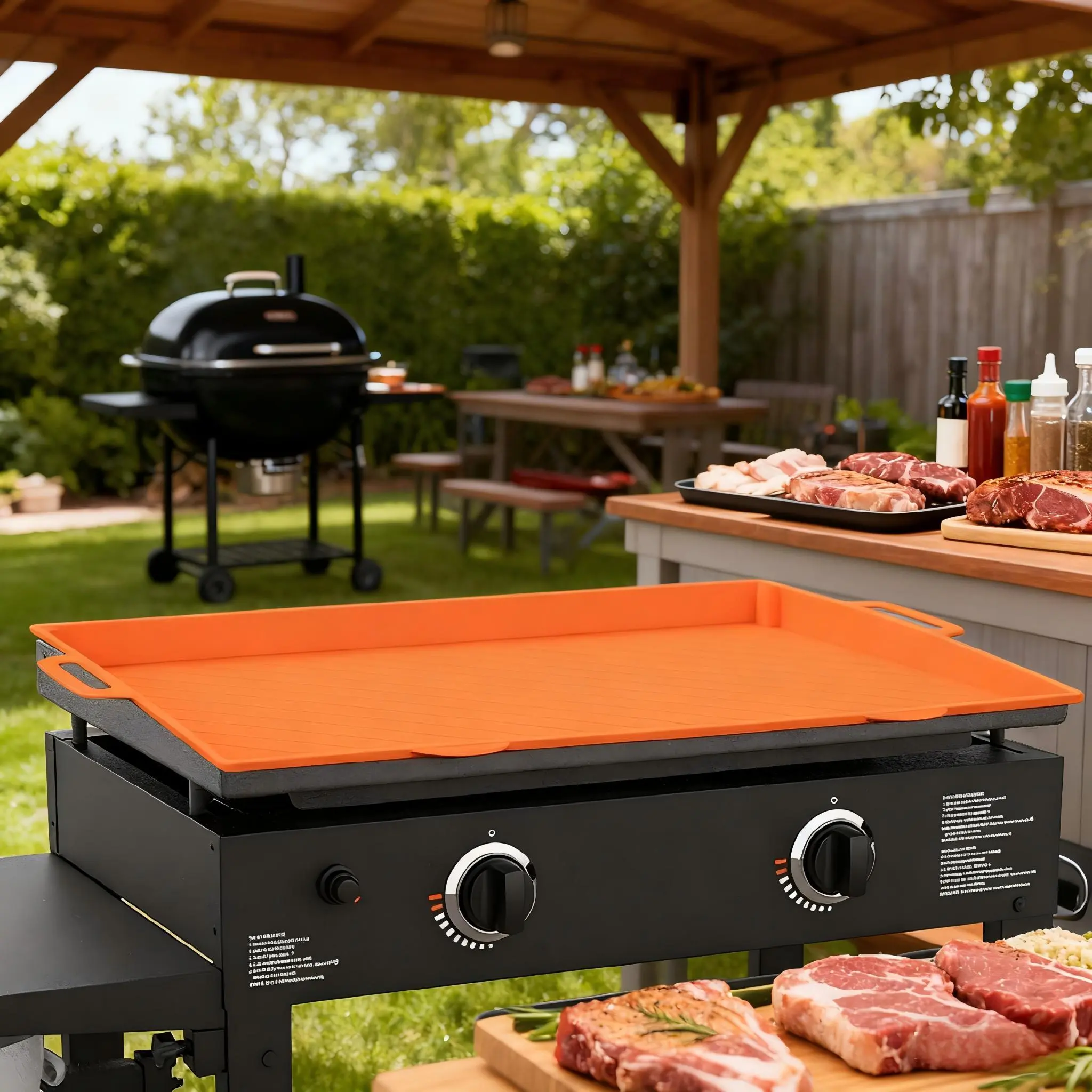 TRZZ Food-Grade Silicone Grill Cover Mat for Blackstone Griddle - All Seasons, Multi-Size (22in,28in,36in), Degradable, Heat-Resistant, Anti-Slip, Lightweight, Easy-Clean, Durable, Easy Maintenance Kitchen Barbecue Utensil Accessory for Busy Cooks