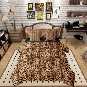 Feelyou Brown Tiger Print 7-Piece Bedding Set - Simulated Animal Fur, Bedroom Bedding, Decorative Bedding for Adults, Bedroom Bedding Set, Decorative Bedding Set