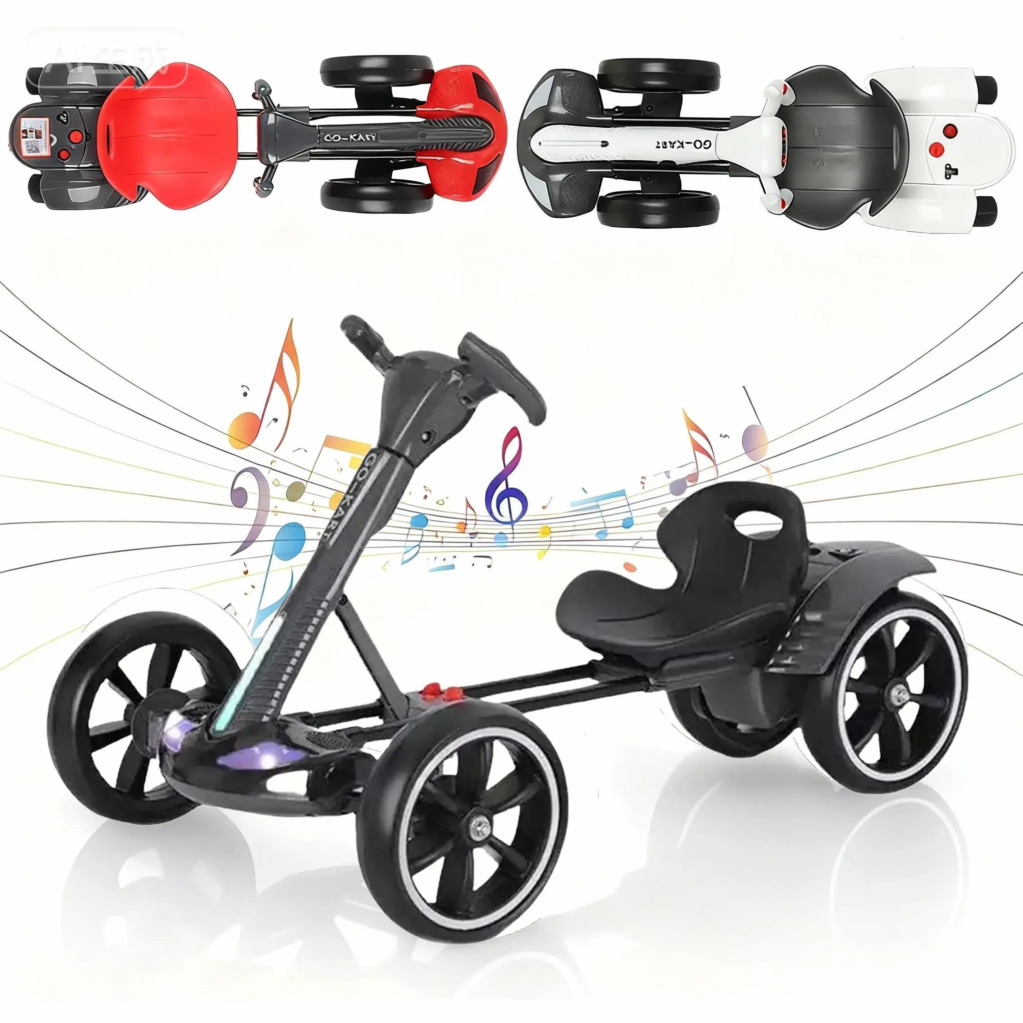 Kids Battery-Powered Ride-On Go-Kart - Unisex Remote-Controlled Children's Toy Kart with Foldable, Portable Design for Indoor Play, Foldable Design